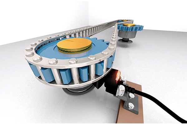 Detecting mark on the rotary platform.